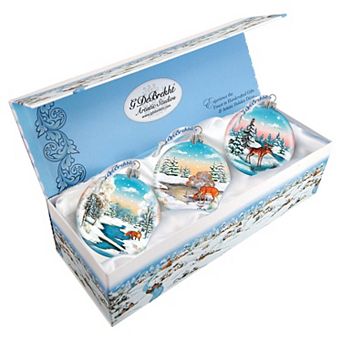 G.Debrekht Winter Animals Glass Ornament Set of 3 by G. DeBrekht DecorWildlife Holiday Decor - 73410-B3