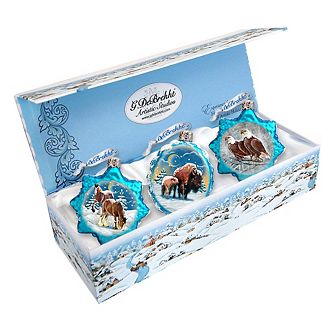 Designocracy Winter Family Mercury Glass Ornaments Set of 3 by G. DeBrekht Wildlife Holiday Decor