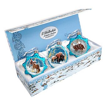 Designocracy Winter Family Mercury Glass Ornaments Set of 3 by G. DeBrekht Wildlife Holiday Decor