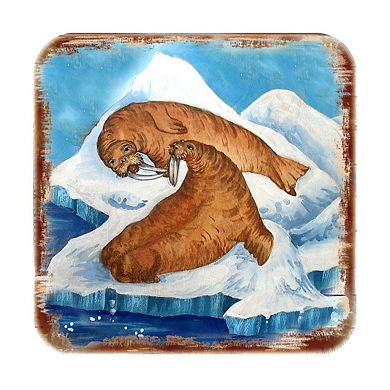 Sea Lions Wooden Cork Coasters Gift Set of 4 by Nature Wonders
