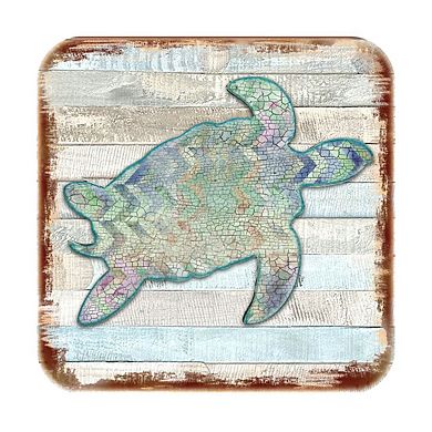 Sea Turtle Coastal Wooden Cork Coasters Gift Set of 4 by Nature Wonders