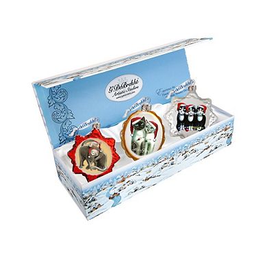 Designocracy Kitty Cats Mercury Glass Christmas Ornaments by G. DeBrekht Christmas Decor