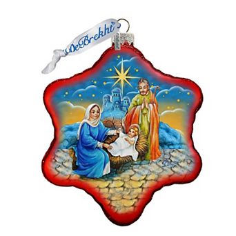 G.Debrekht Holy Family Snowflake Glass Ornament by G. DeBrekht DecorNativity Holiday Decor - 73552S