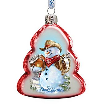 Designocracy Cowboy Snowman Mercury Glass Christmas Ornament by D. Gelsinger Christmas Decor