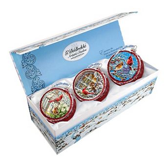 G.Debrekht Winter Birds Glass Ornament Set of 3 by D. Gelsinger Decor Christmas Decor - 73746-S3-DG