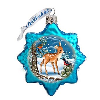Designocracy Santa Forest Friends Mercury Glass Ornament by G. DeBrekht Wildlife Holiday Decor