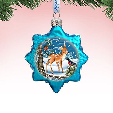 Designocracy Santa Forest Friends Mercury Glass Ornament by G. DeBrekht Wildlife Holiday Decor