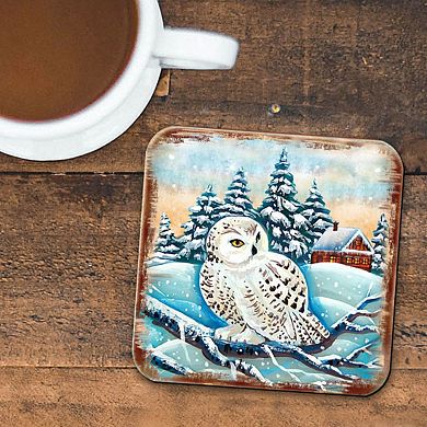 Owl Wooden Cork Coasters Gift Set of 4 by Nature Wonders