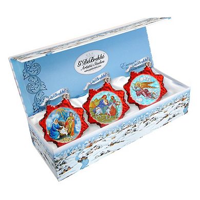 Designocracy Story of Nativity Mercury Glass Ornaments Set of 3 by G. DeBrekht Nativity Holiday Decor