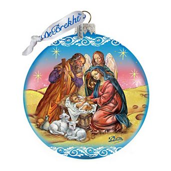 Nativity Ball in Blue Glass Ornament Limited Edition by G. DeBrekht