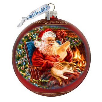 House Warming Santa Lg Glass Ornament in Red by Gelsinger