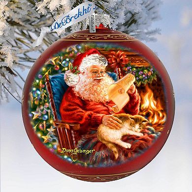 House Warming Santa Lg Glass Ornament in Red by Gelsinger