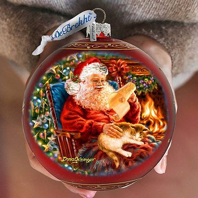 House Warming Santa Lg Glass Ornament in Red by Gelsinger