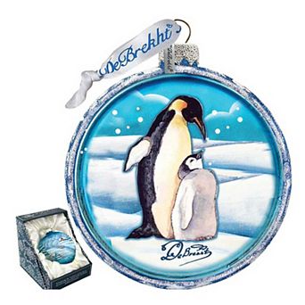 G.Debrekht Penguin Pals Cut Ball Glass Ornament by G. DeBrekht DecorWildlife Holiday Decor - 764-001