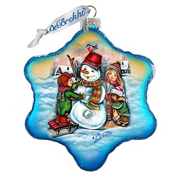 G.Debrekht Playful Snowman Glass Christmas Ornament by G. DeBrekht Christmas Decor - 754-202