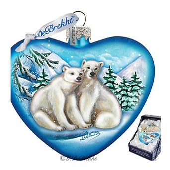 G.Debrekht Polar Bear Love Heart Glass Ornament by G. DeBrekht DecorWildlife Holiday Decor - 744-021