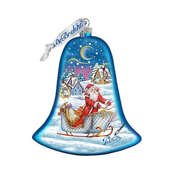 G.Debrekht Santa Sleigh Bell Glass Christmas Ornament by G. DeBrekht Christmas Decor - 73341