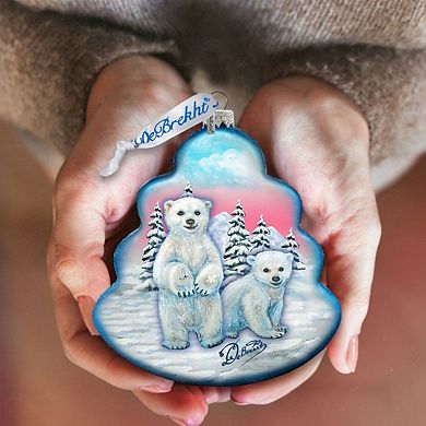 G.Debrekht Polar Bear Tree Glass Ornament by G. DeBrekht DecorWildlife Holiday Decor - 762-012