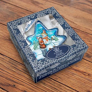 G.Debrekht Build A Snowman North Star Glass Ornament by G. DeBrekht Christmas Decor - 755-009