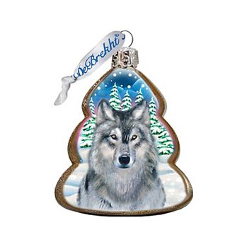 Designocracy Wolf Face Wilderness Mercury Glass Ornament by G. DeBrekht Wildlife Holiday Decor