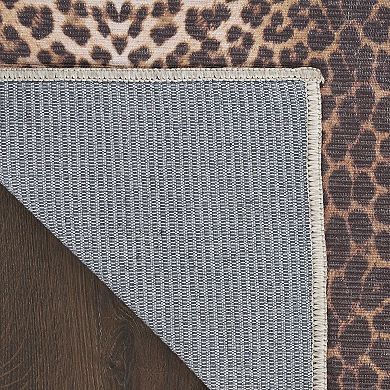 Nourison Washables Leopard Modern Indoor Non-skid Area Rug