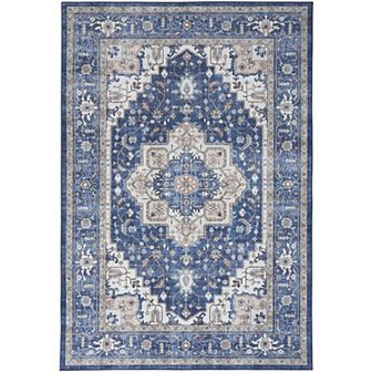 Nourison Fulton Vintage Bordered Medallion Non-slip Flatweave Indoor Rug
