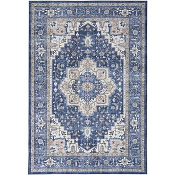 Nourison Fulton Vintage Bordered Medallion Non-slip Flatweave Indoor Rug