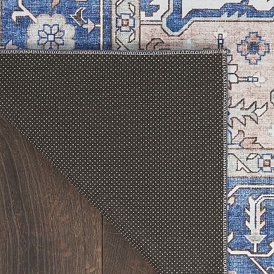 Nourison Fulton Vintage Bordered Medallion Non-slip Flatweave Indoor Rug