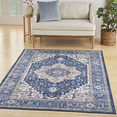 Nourison Fulton Vintage Bordered Medallion Non-slip Flatweave Indoor Rug