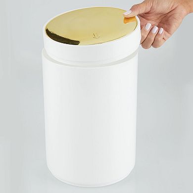 mDesign Plastic Small Round Trash Can Wastebasket, Swing Lid