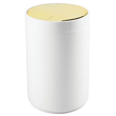 mDesign Plastic Small Round Trash Can Wastebasket, Swing Lid