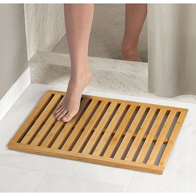 mDesign Large Wooden Non-Slip Indoor/Outdoor Spa Bath Mat