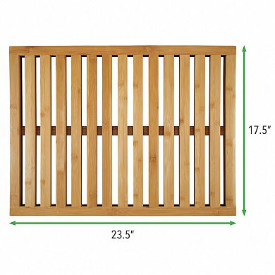 mDesign Large Wooden Non-Slip Indoor/Outdoor Spa Bath Mat