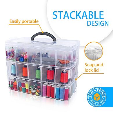 Compartments Stackable Storage Container For Crafts And Supplies
