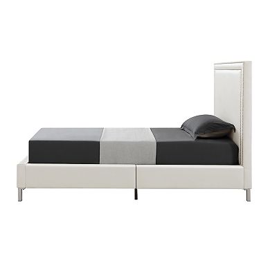Galmori Platform Twin Size Bed Nailhead Trim