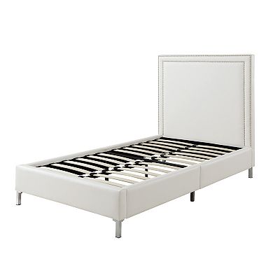 Galmori Platform Twin Size Bed Nailhead Trim