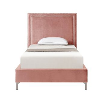 Galmori Platform Twin Size Bed Nailhead Trim