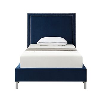 Galmori Platform Twin Size Bed Nailhead Trim