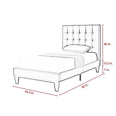 Sabina Platform Twin Size Bed Button Tufted