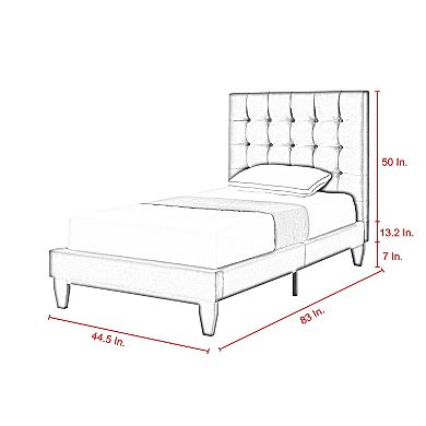 Sabina Platform Twin Size Bed Button Tufted