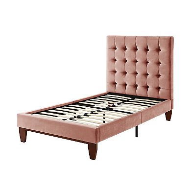 Sabina Platform Full Size Bed Button Tufted