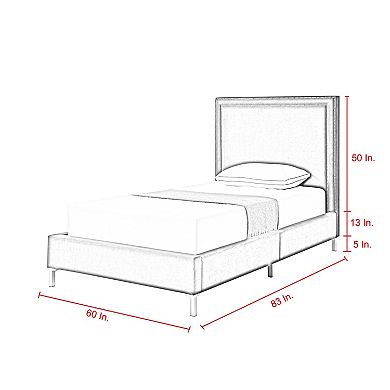 Galmori Platform Full Size Bed Nailhead Trim