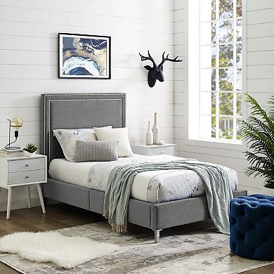 Galmori Platform Full Size Bed Nailhead Trim