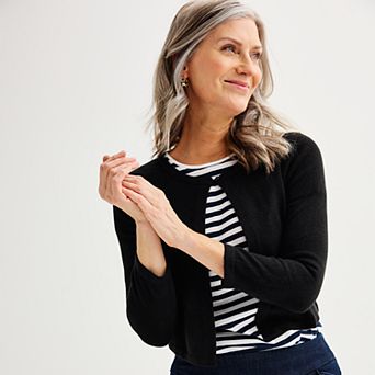 Petite Croft & Barrow® One-Button Cardigan