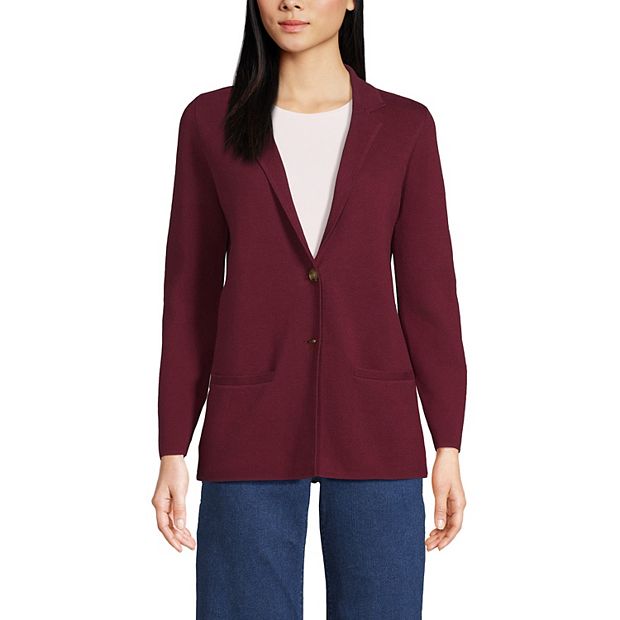 Petite Lands End Button Front Sweater Blazer