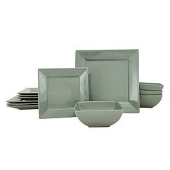 Hometrends Soho Lounge Grey 12-Piece Square Stoneware Dinnerware Set