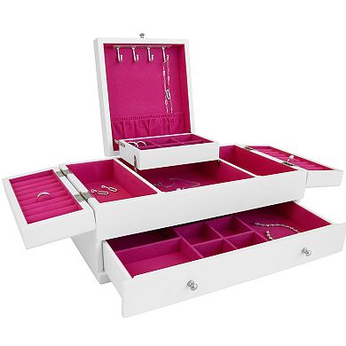 Mele and Co Everly Wooden Triple Lid Jewelry Box