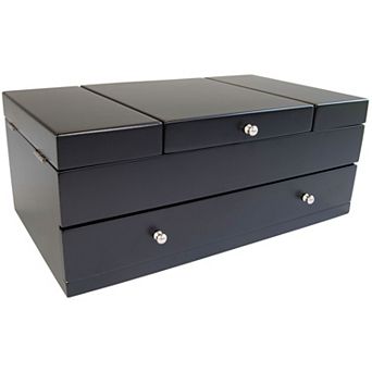 Mele and Co Everly Wooden Triple Lid Jewelry Box