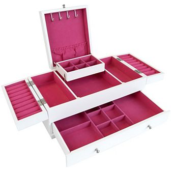 Mele and Co Everly Wooden Triple Lid Jewelry Box