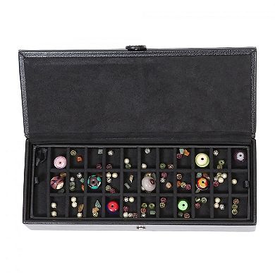 Mele & Co. Since 1912 Ainsley Snap Closure Travel Jewelry Box Organizer - Rectangle Black